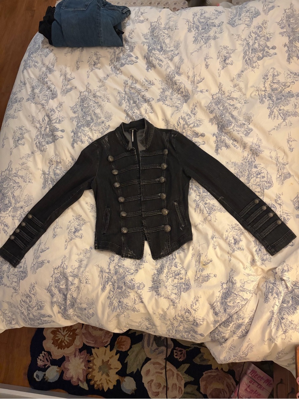 Free People Black Military-Inspired Button Jacket